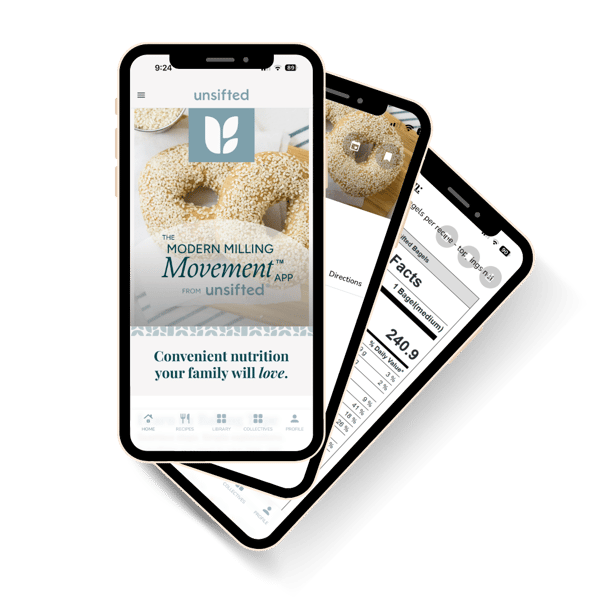Freshly milled sourdough recipes and fresh flour recipes in the Unsifted® App on three phones